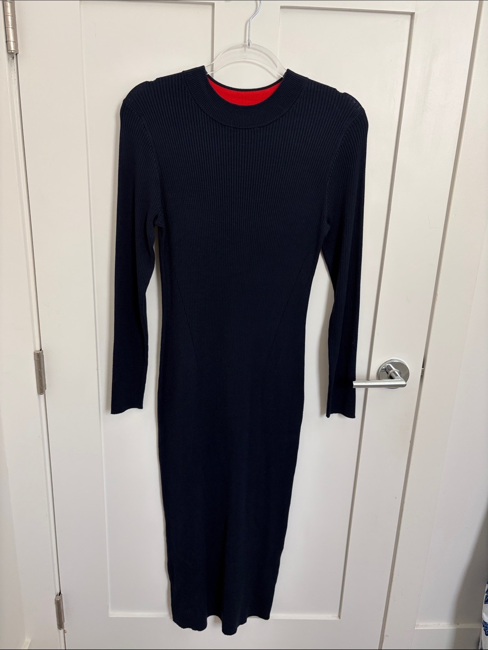 J. Crew Navy Ribbed Long-Sleeve Sweater Dress